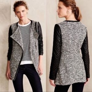 Anthropologie Tweed Faux Leather Coat